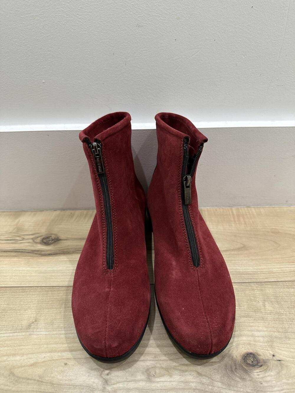 La Canadienne Boots Womens Size 7 Red Suede Zip Ankle Wedge Canada Hovercraft